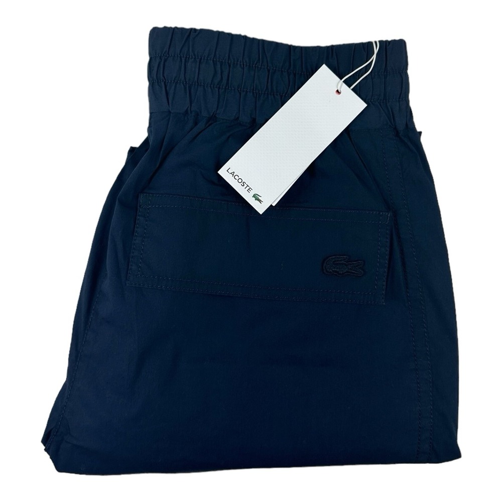 Lacoste Blue Womens Oversized Cotton Blend Wide Leg Pants 40 HF6906-00-166 NWT
